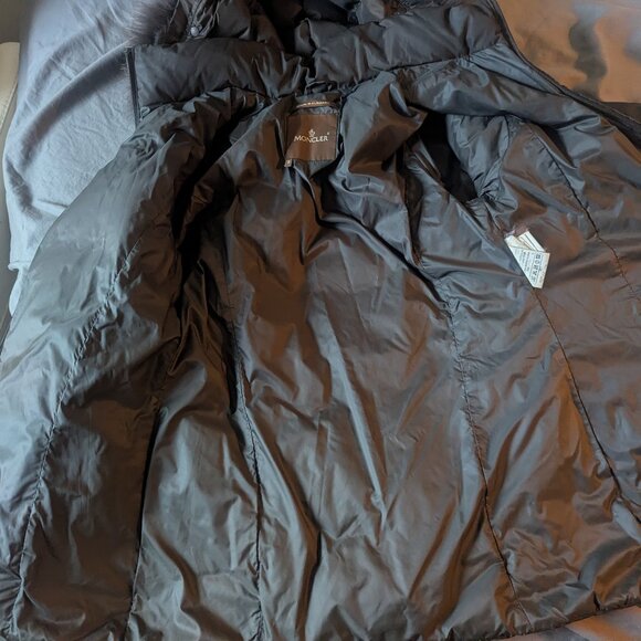 Moncler Parka Coat size 3 Fox Fur Trim Hood Real Fur - Picture 3 of 14